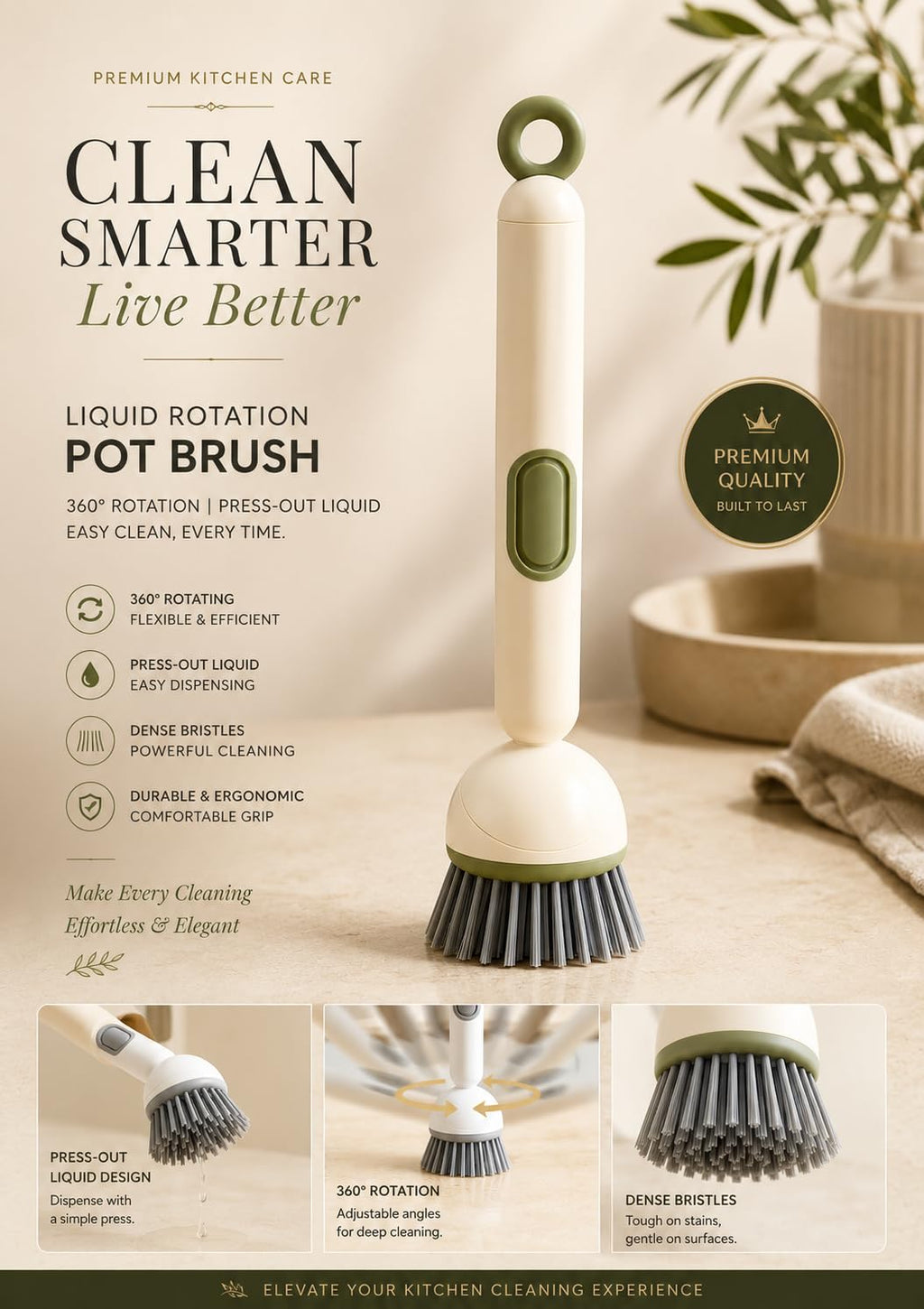 Soap Dispense Scrub Brush | Kitchen Cleaning Brush