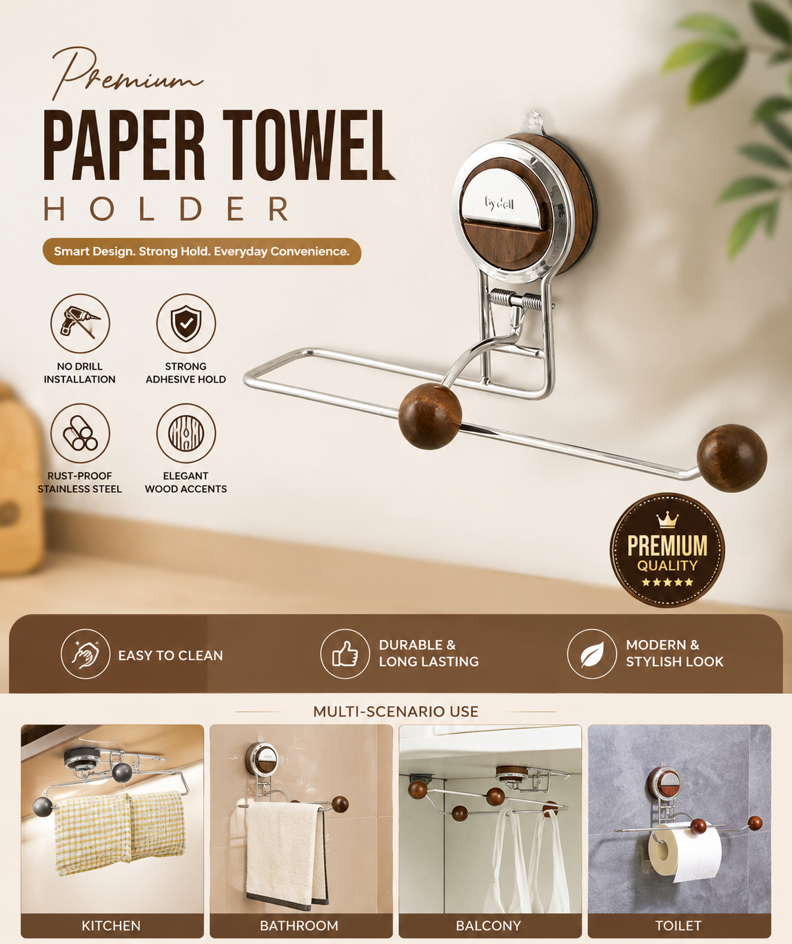 Wall Mounted Tissue & Towel Holder