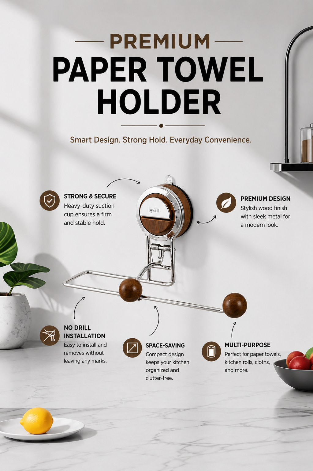 Wall Mounted Tissue & Towel Holder